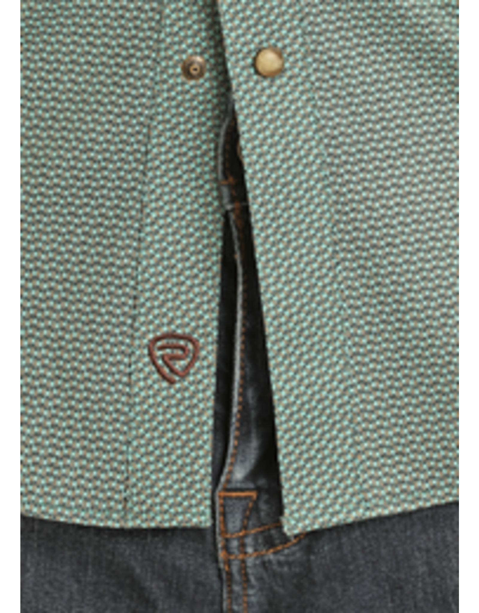 Rock & Roll Denim Rock & Roll Long Sleeve Geo Woven Snap Turquoise