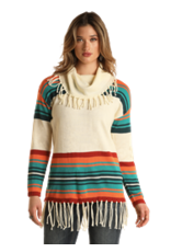Panhandle Cowl Neck Fringed Sweater