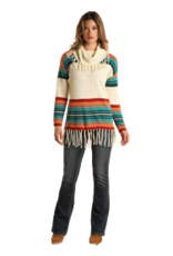 Panhandle Cowl Neck Fringed Sweater