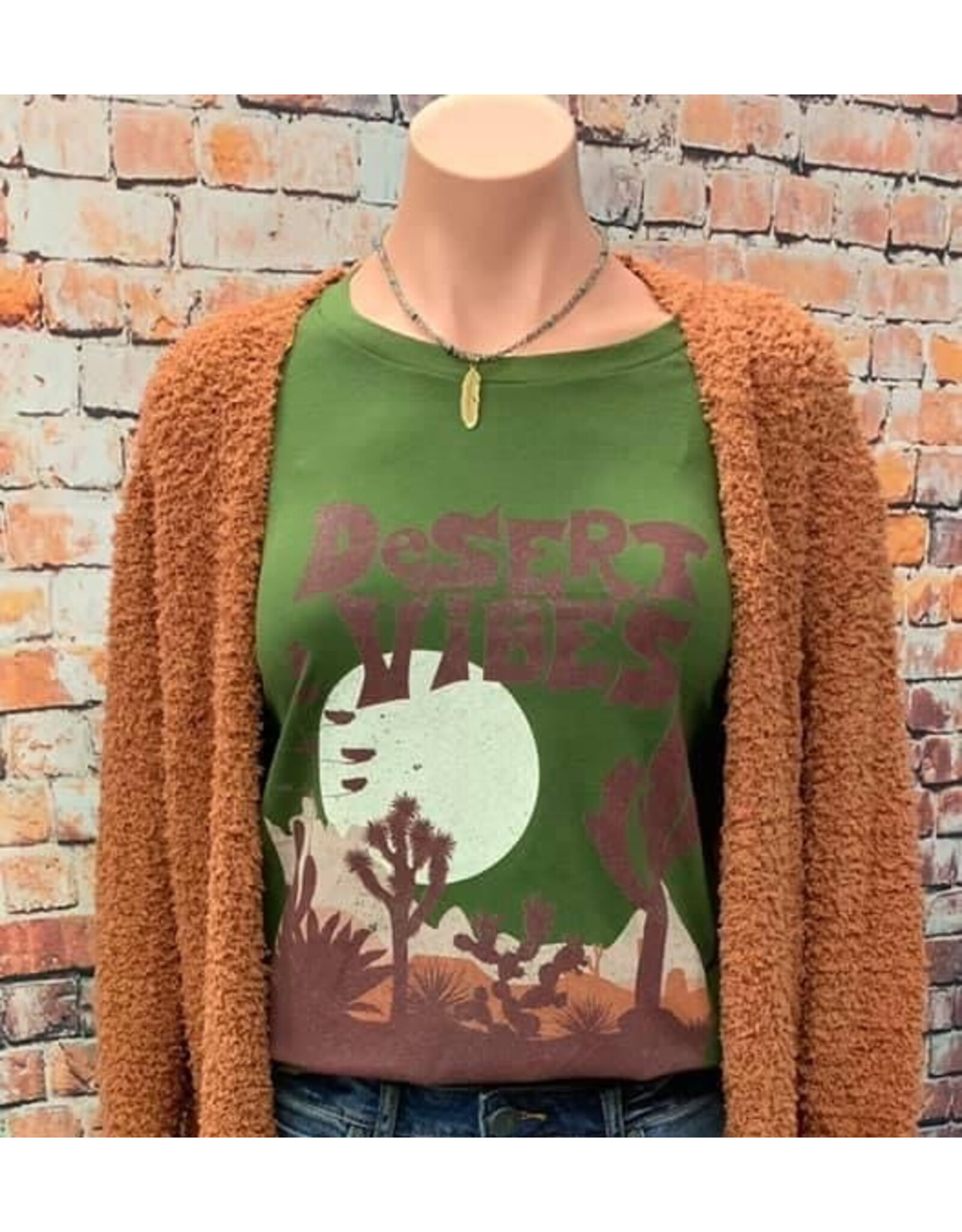 "Desert Vibes" Green Long Sleeve Top