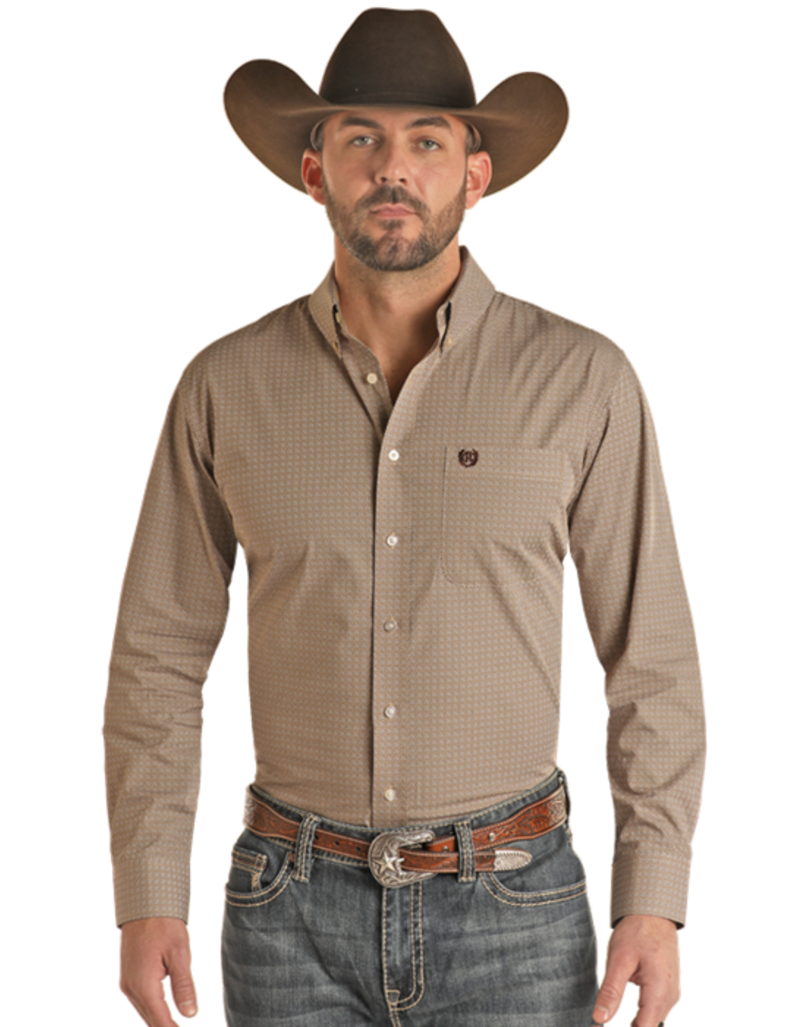 Panhandle Select Long Sleeve 1 Pocket Geo Button Down