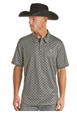 Panhandle Performance Short Sleeve Medallion Snap Knit Polo Black