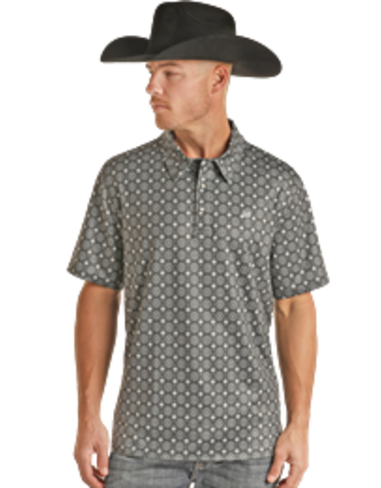 Panhandle Panhandle Performance Short Sleeve Medallion Snap Knit Polo Black