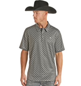Panhandle Panhandle Performance Short Sleeve Medallion Snap Knit Polo Black