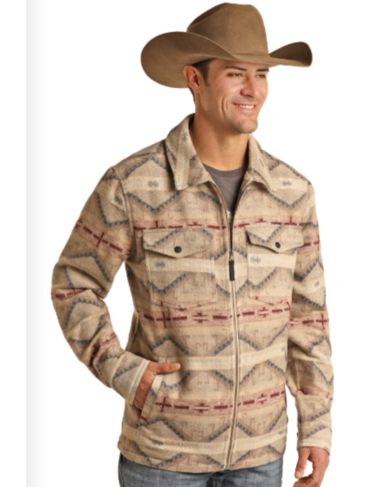 Rock & Roll Denim Aztec Full Zip Shirt Jacket