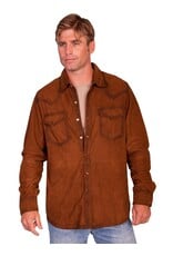 Scully Leather Mens Western Long Sleeve Suede Shirt Snap Front