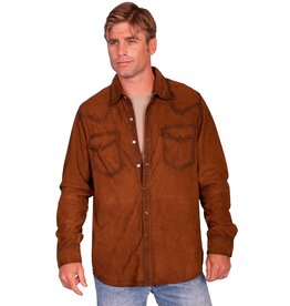 Scully Leather Mens Western Long Sleeve Suede Shirt Snap Front