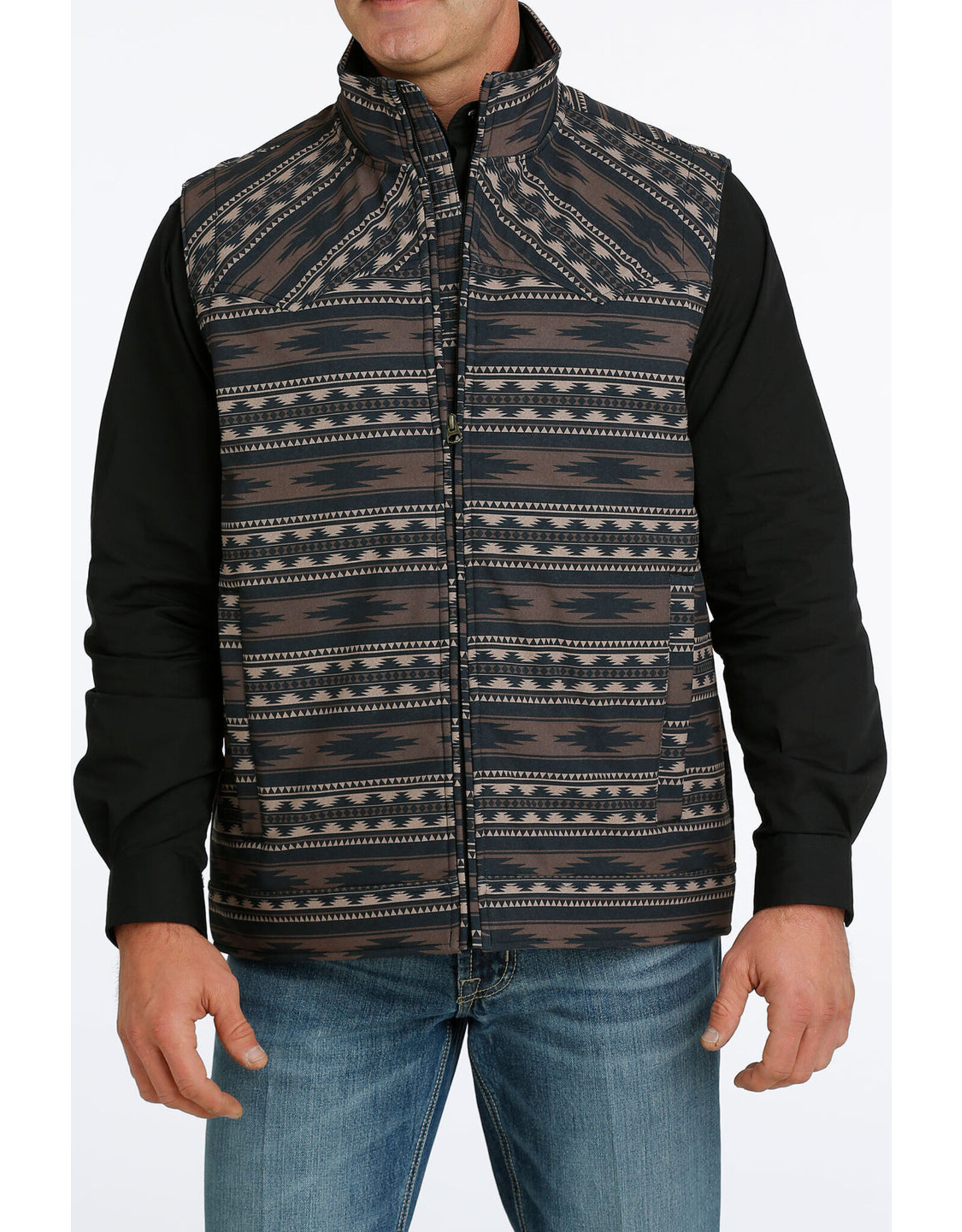 Cinch Cinch Mens Concealed Carry Bonded Vest Brown Aztec