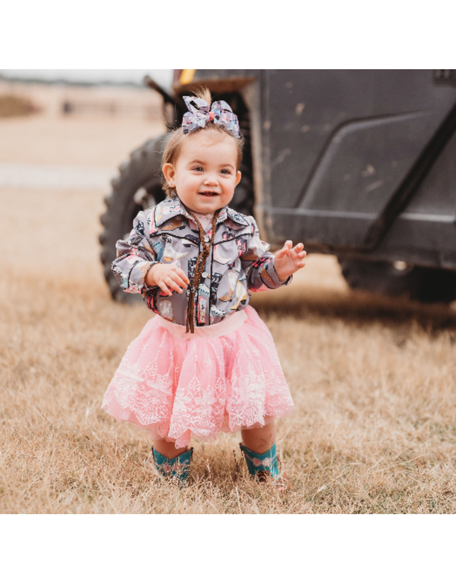 Shea Baby Grey Boot Pearl Snap Onesie