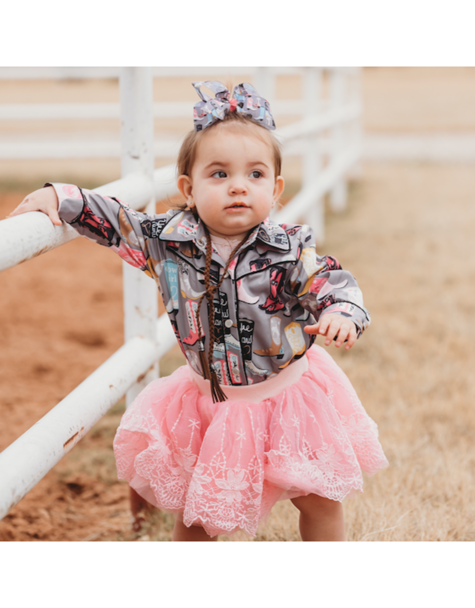 Shea Baby Grey Boot Pearl Snap Onesie