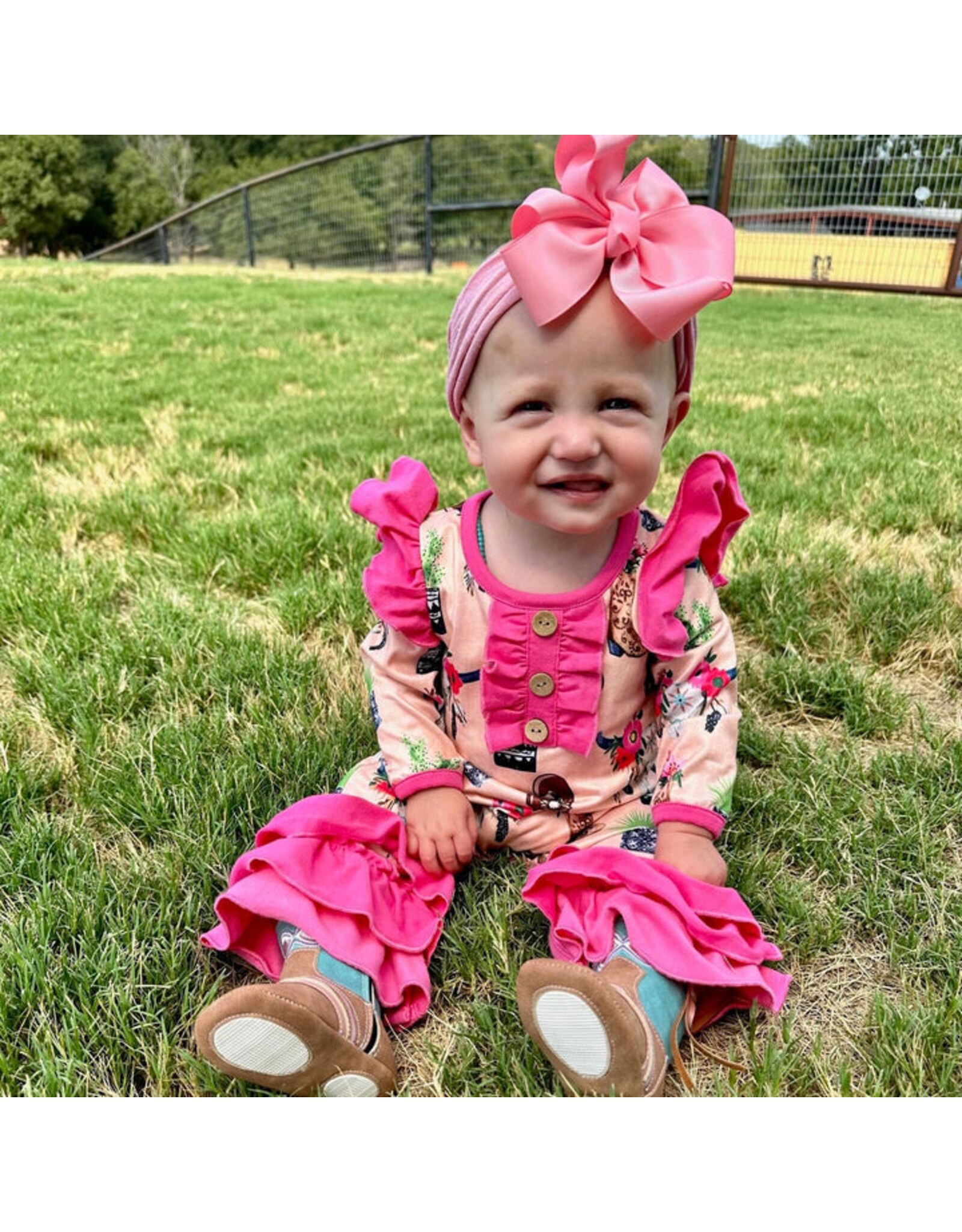 Shea Baby Steer Head Ruffle LS Romper