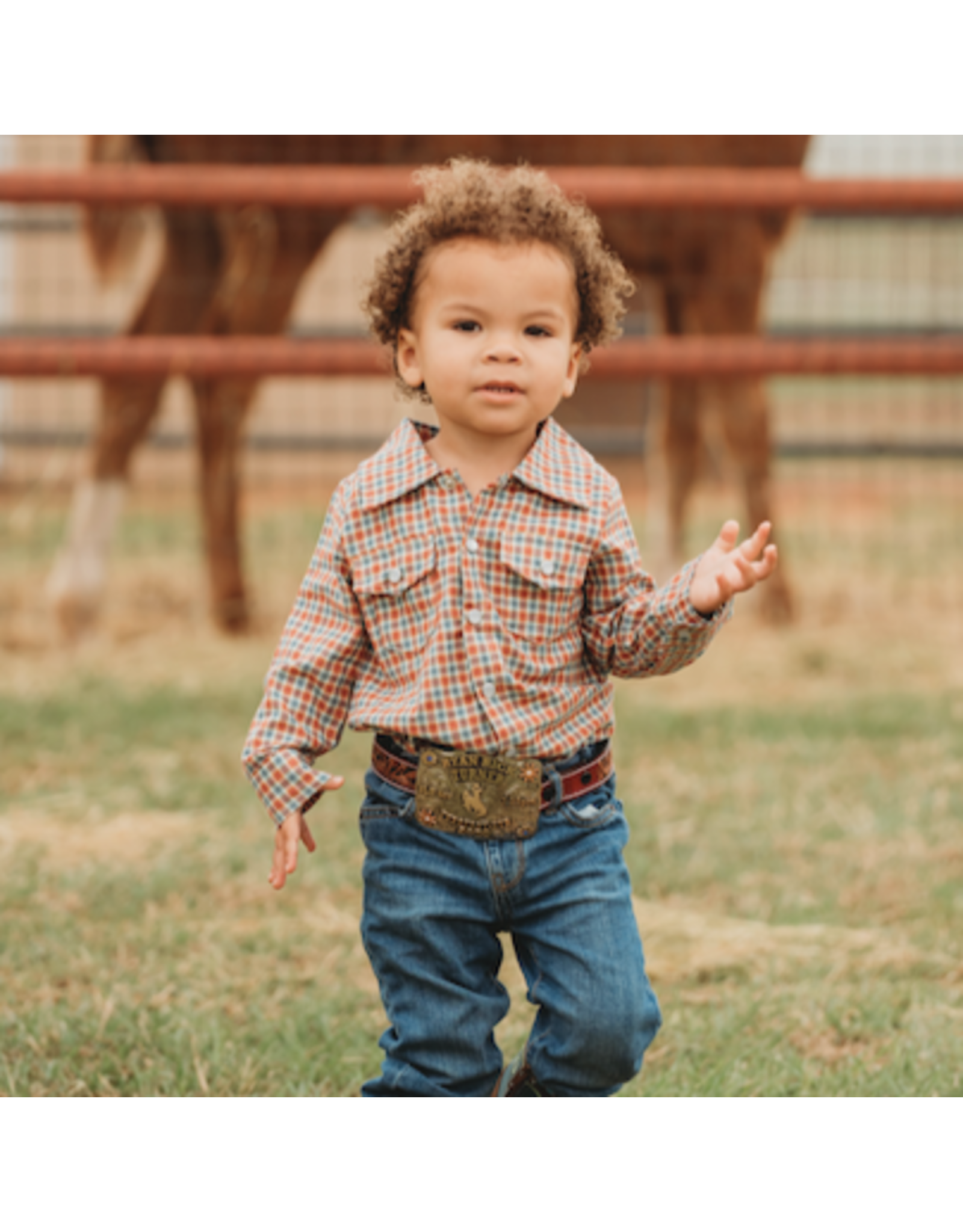 Shea Baby Red Plaid Pearl Snap Shirt