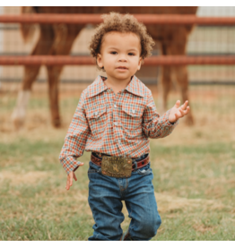 Shea Baby Red Plaid Pearl Snap Shirt
