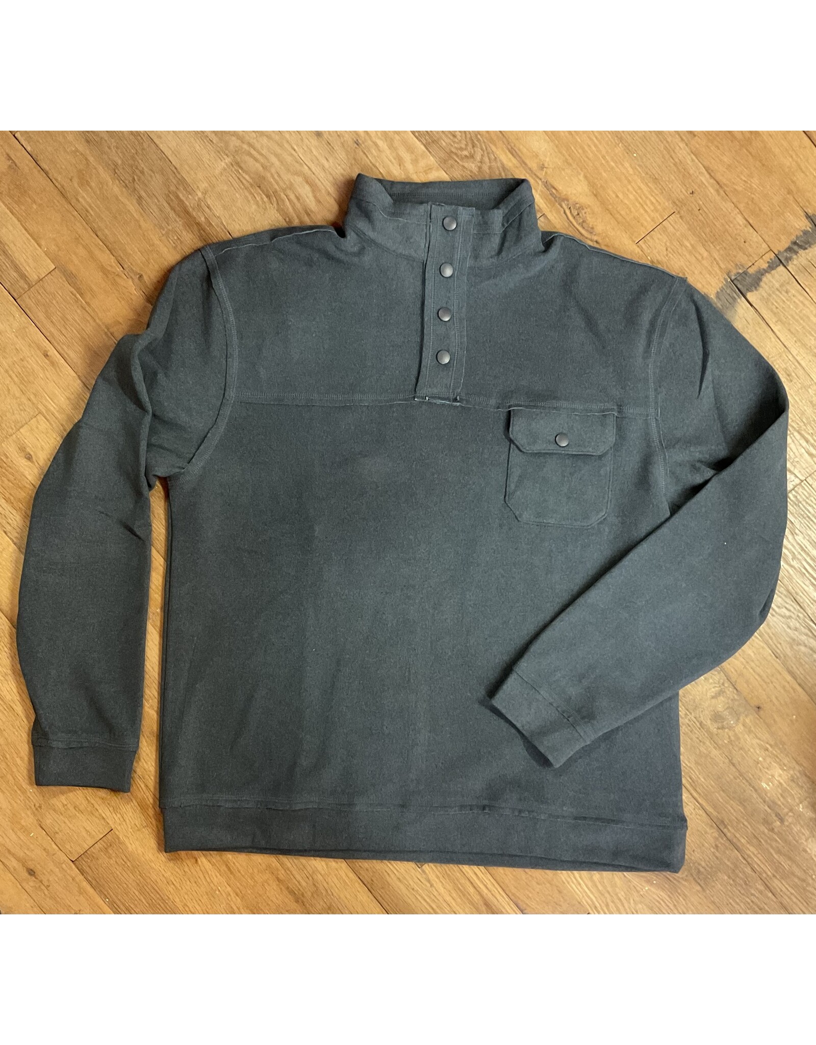 Mock Neck Snap Fleece Pullover Charcoal