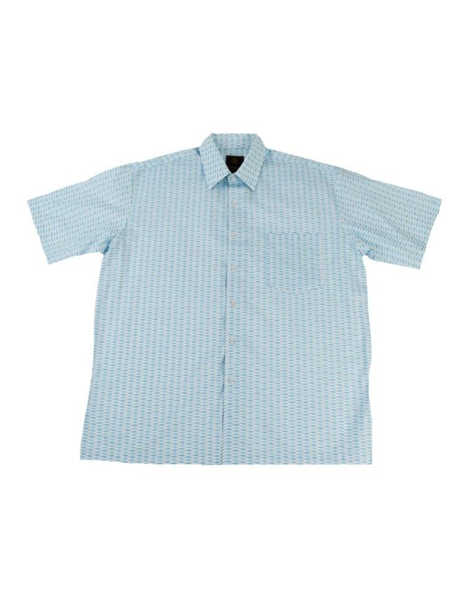 Tropical Fish Grid Short Sleeve Square Bottom Mens Shirt