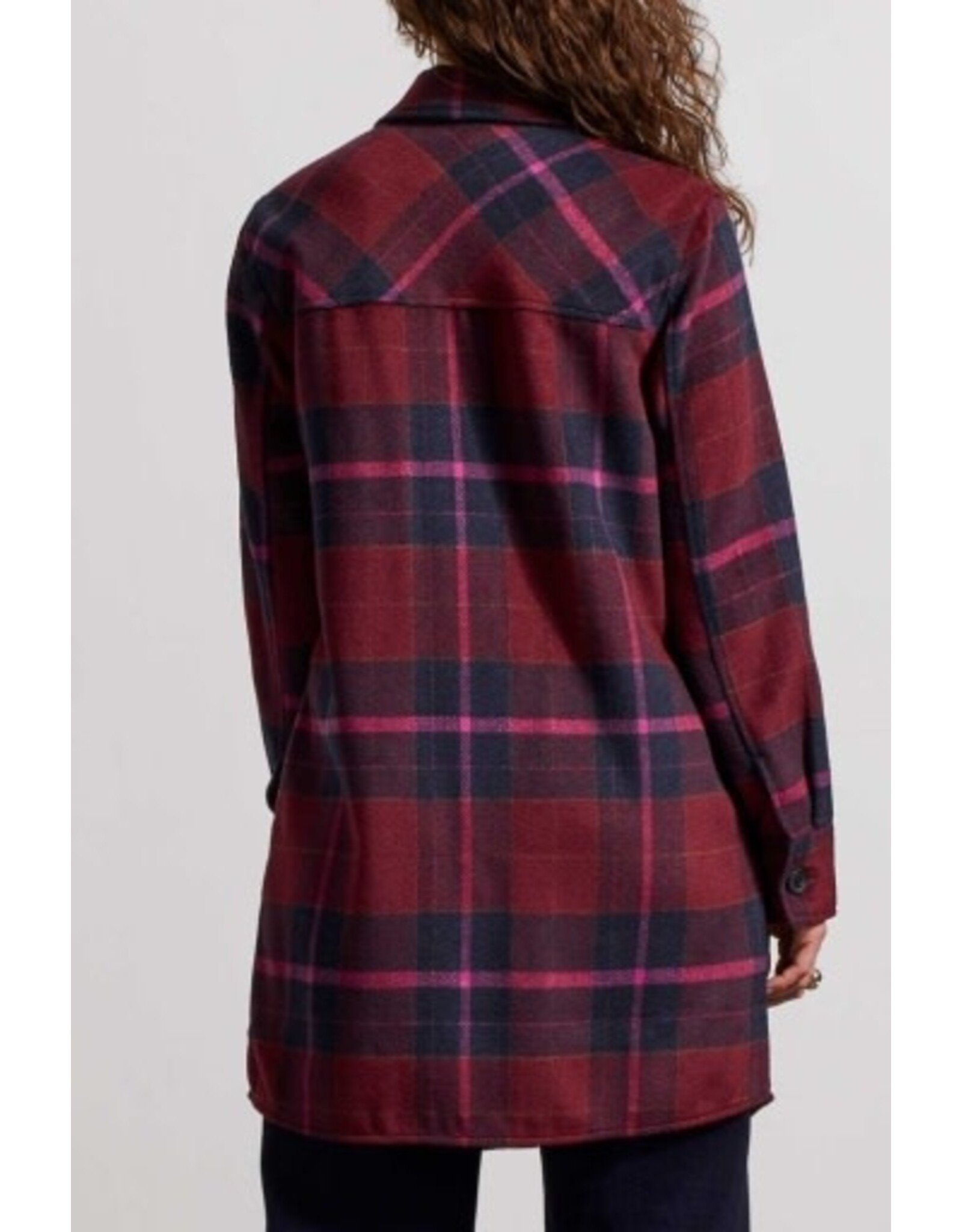 Tribal Tribal Long Plaid Shacket