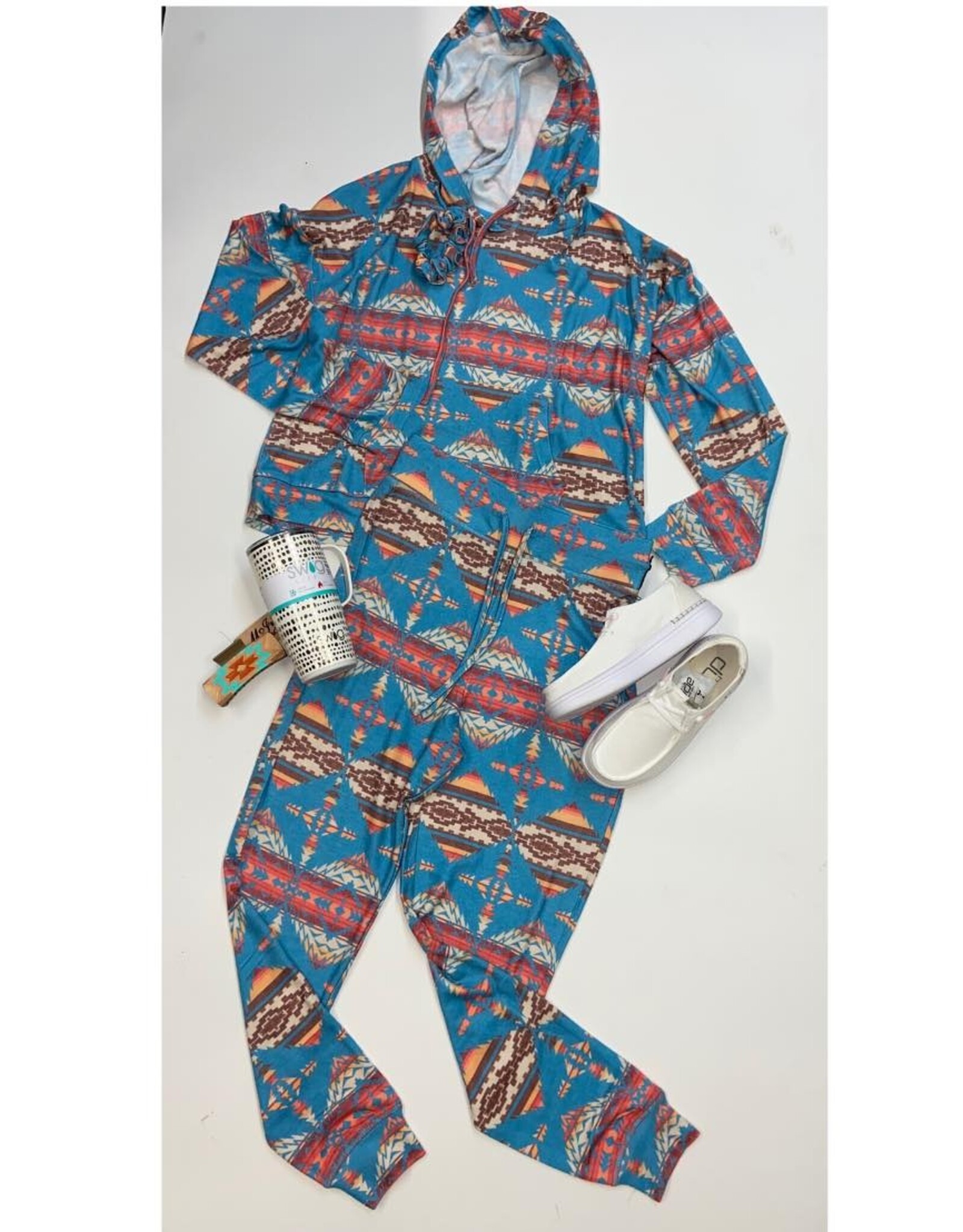 Rock & Roll Rainbow Aztec Cropped Hoodie/Scrunchy
