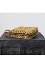 Crocheted Pot Holder with Leather Loop