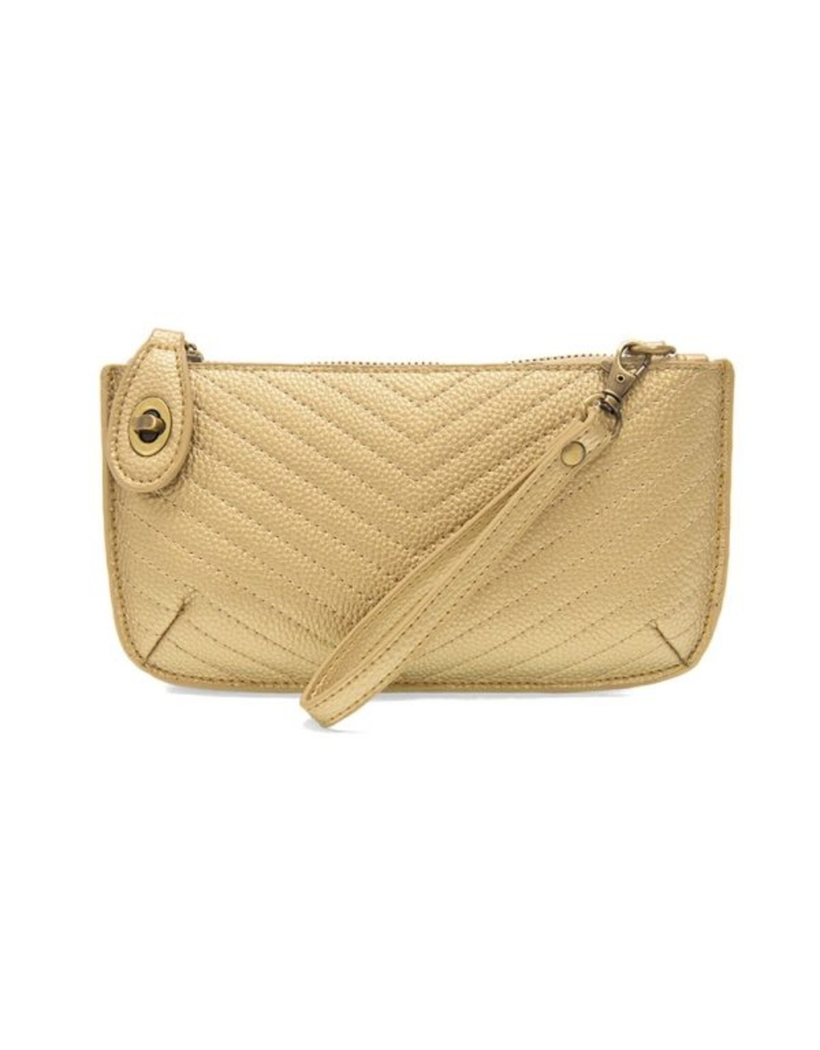 Gold Quilted Mini Crossbody Wristlet Clutch