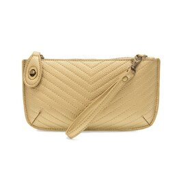 Gold Quilted Mini Crossbody Wristlet Clutch