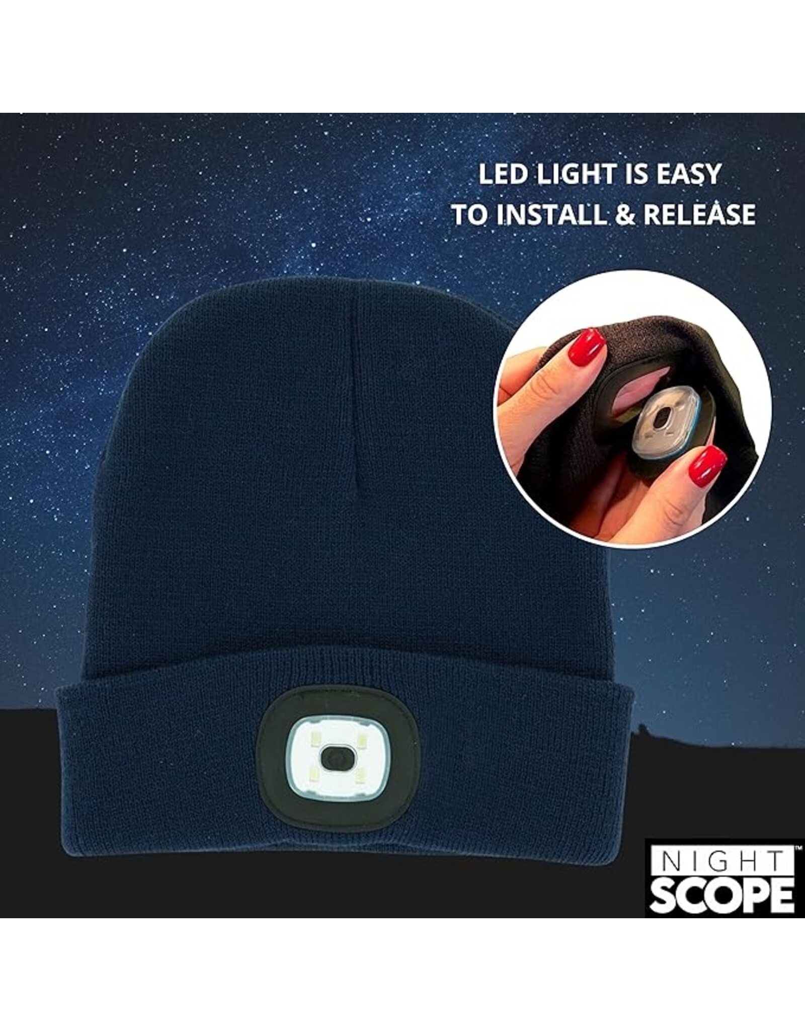 Night Scope  Rechargeable LED Knit Beanie Head Light Hat