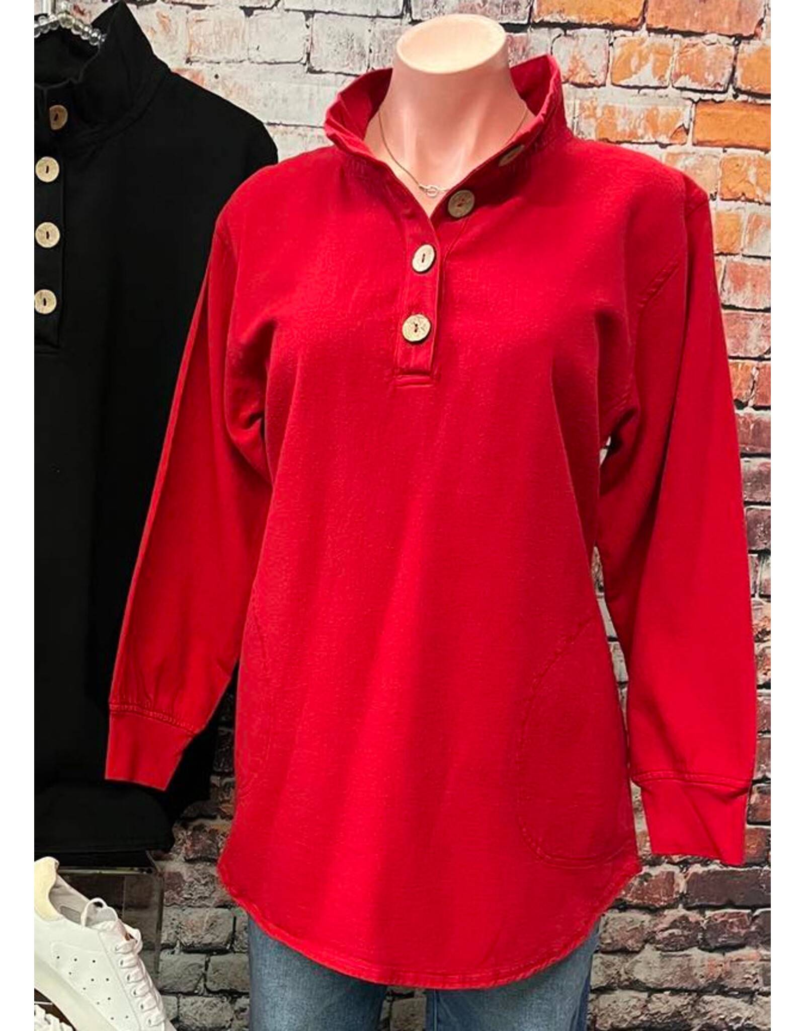 Sea Breeze Canton Fleece Riverside Pullover Ruby Red