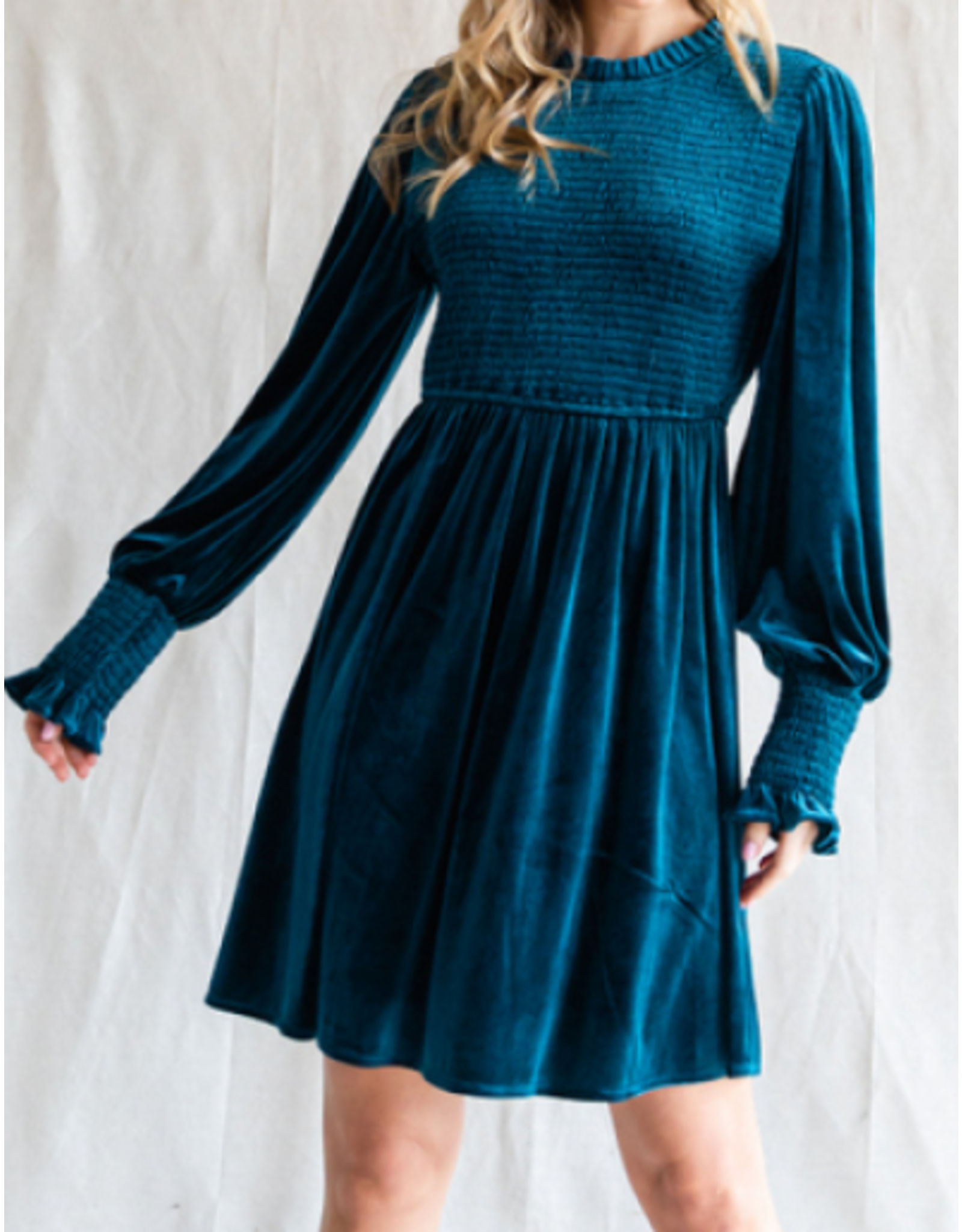 Paola Ruched Velvet Dress