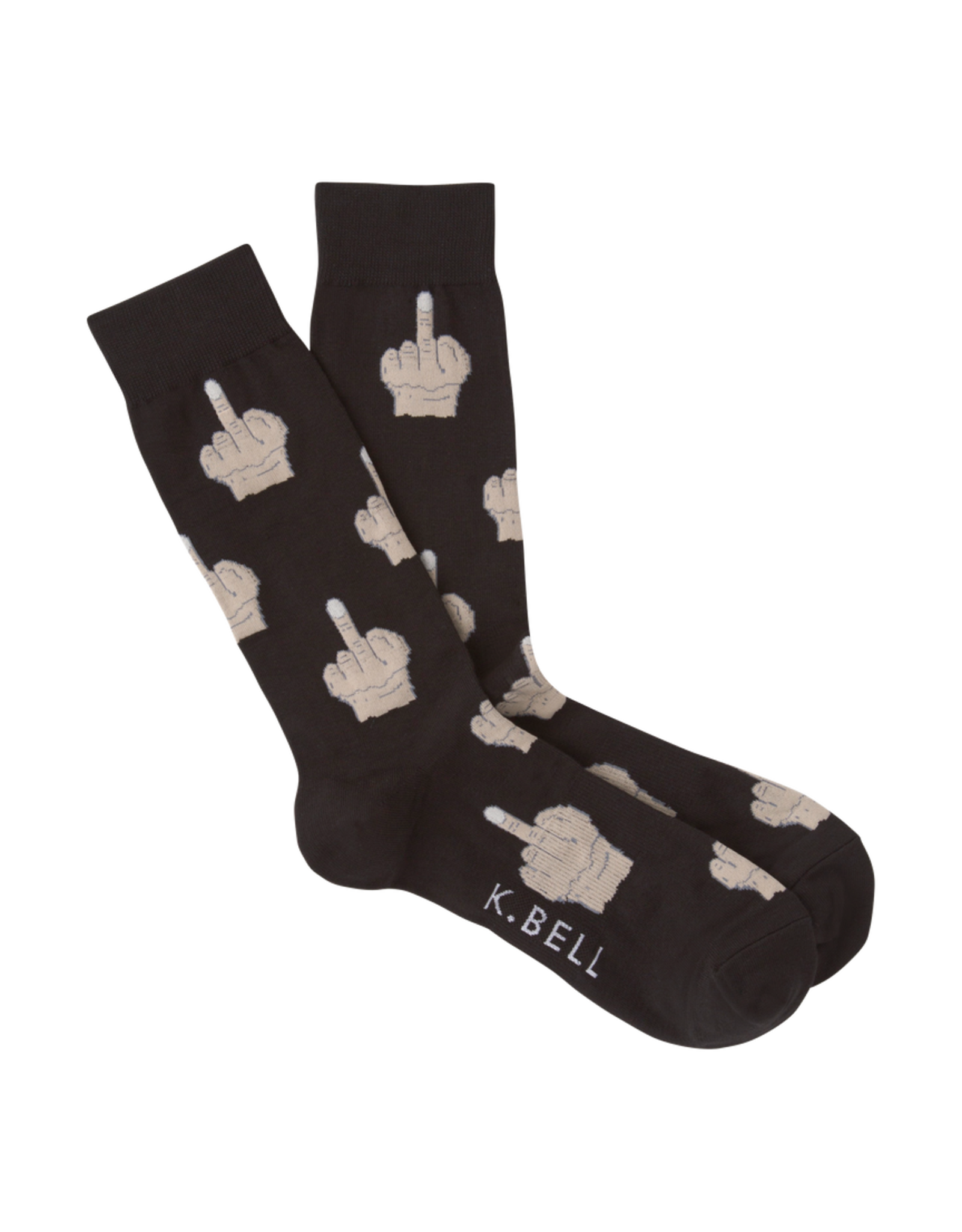 K.Bell Mens Middle Finger Crew Sock Gray