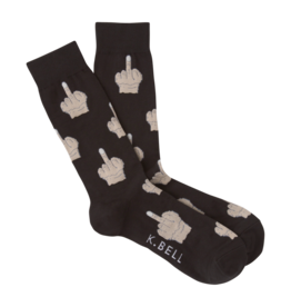 K.Bell Mens Middle Finger Crew Sock Gray K.Bell Mens Middle Finger Crew Sock Gray
