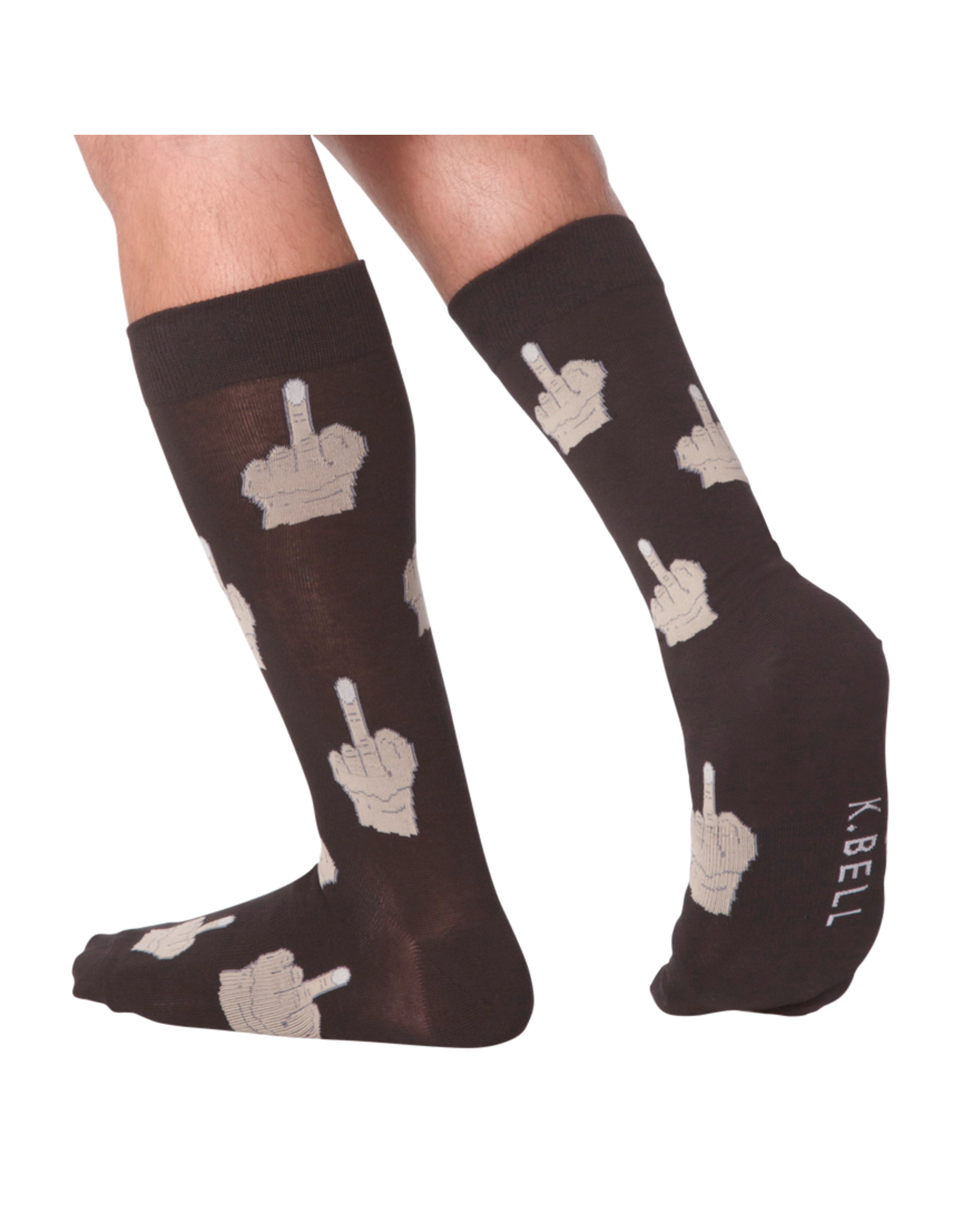 K.Bell Mens Middle Finger Crew Sock Gray