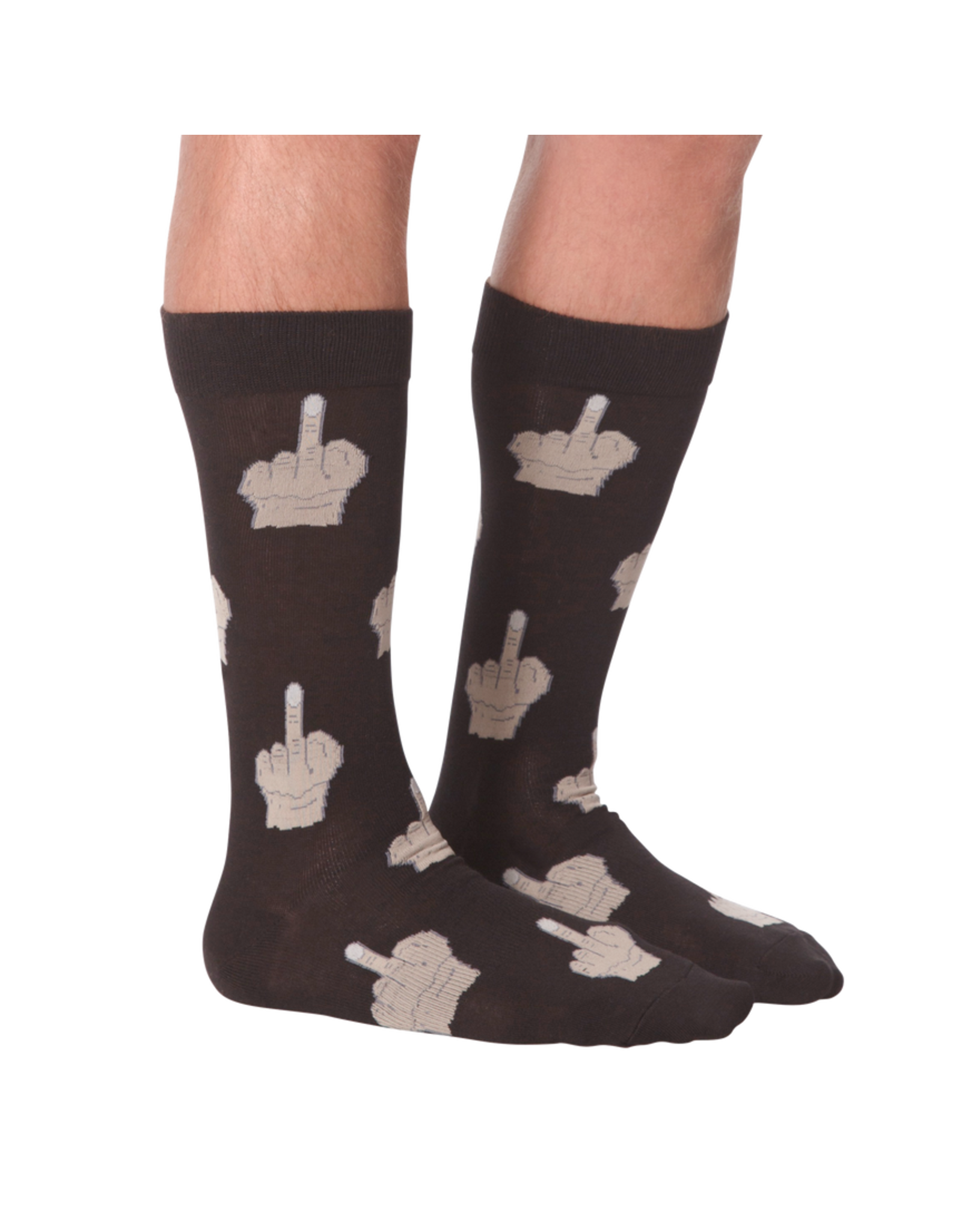 K.Bell Mens Middle Finger Crew Sock Gray