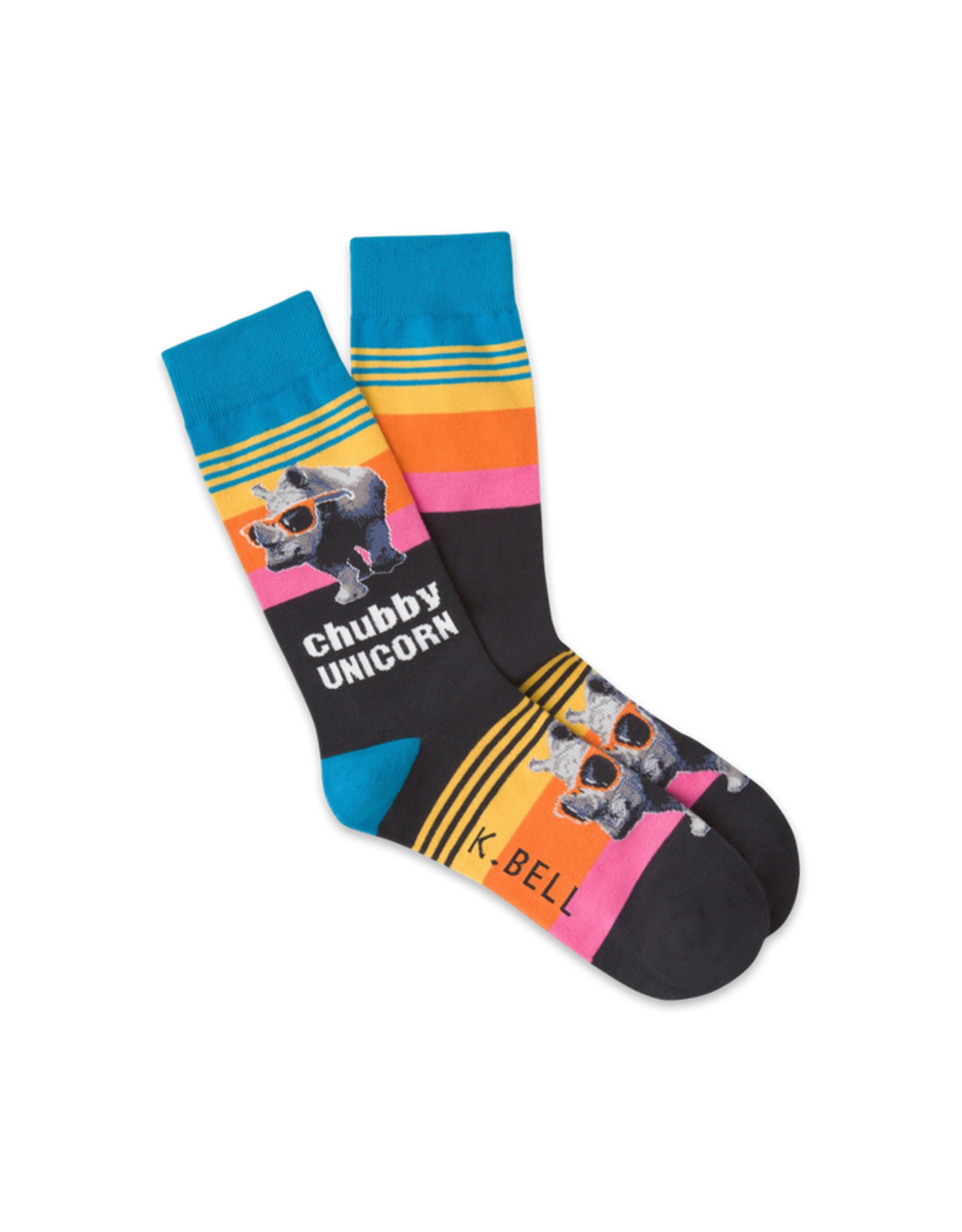 K.Bell Mens Chubby Unicorn Crew Socks Black