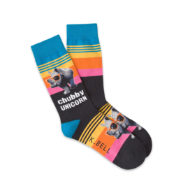 K.Bell Mens Chubby Unicorn Crew Socks Black