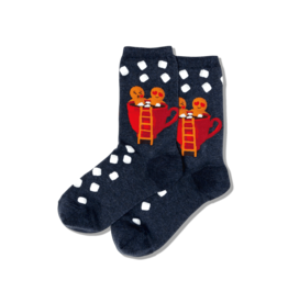 HOTSOX Hotsox Womens Gingerbread Couple Crew Socks Denim