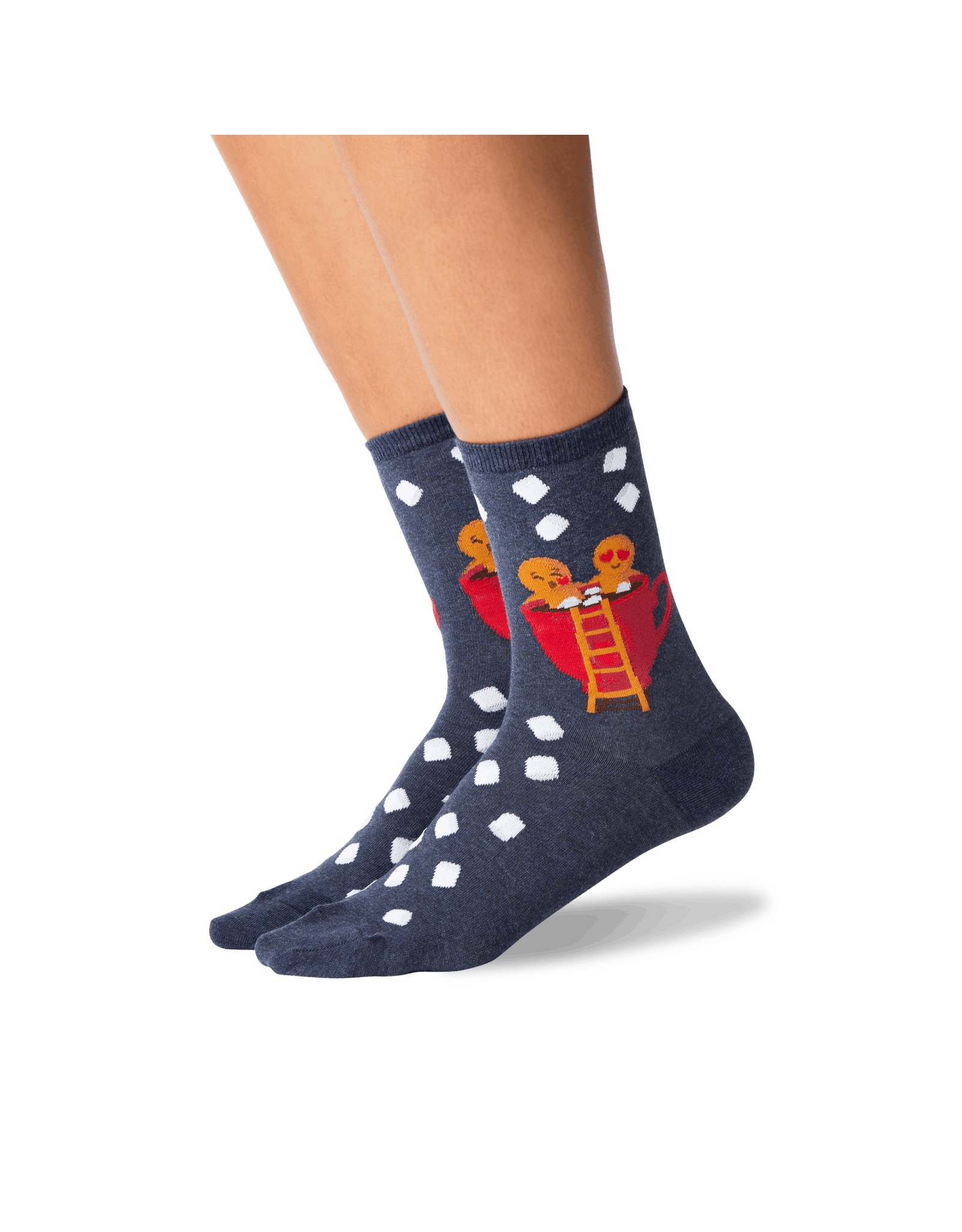 Hotsox Womens Gingerbread Couple Crew Socks Denim