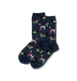 HOTSOX Hotsox Womens Christmas Dogs Crew Socks Denim HOTSOX Hotsox Womens Christmas Dogs Crew Socks Denim