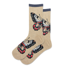 Hotsox Womens Butterfly Crew Sock Hemph