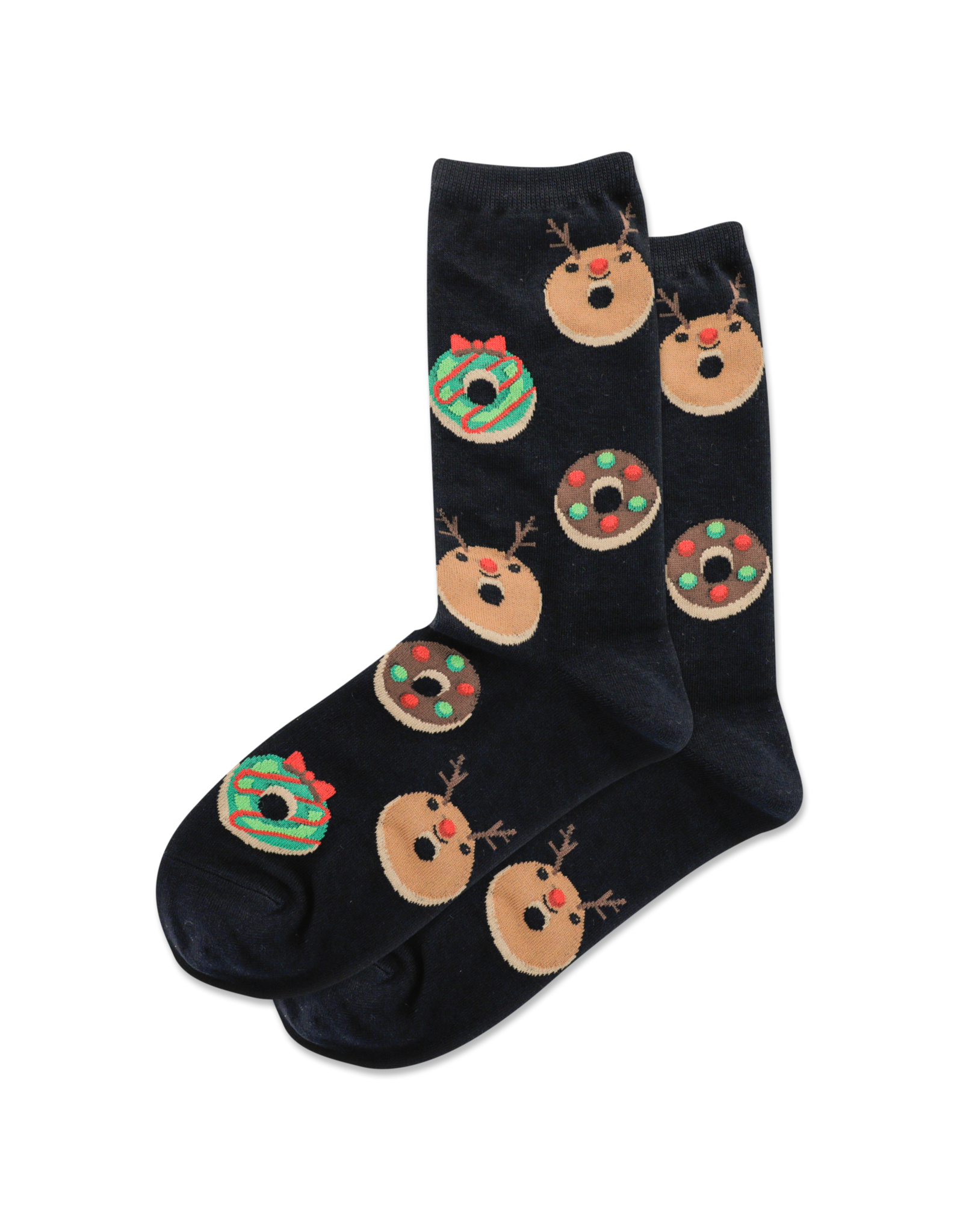HOTSOX Hotsox Womens Christmas Donut Crew Socks Black
