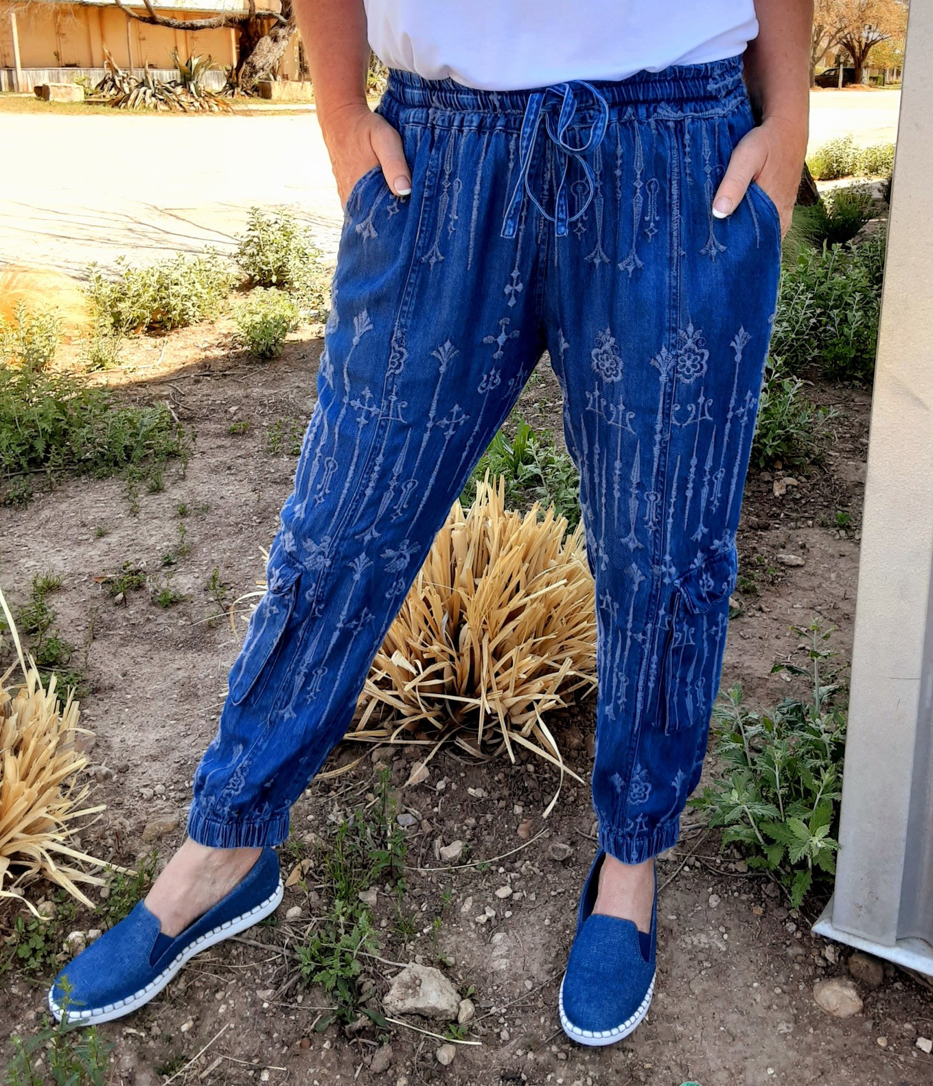 デニム・ジーパン Giambattista Valli Giambattista Valli Cotton Jeans CAMBIO(カンビオ)】Accordion Jacquard Denim Wide Straight