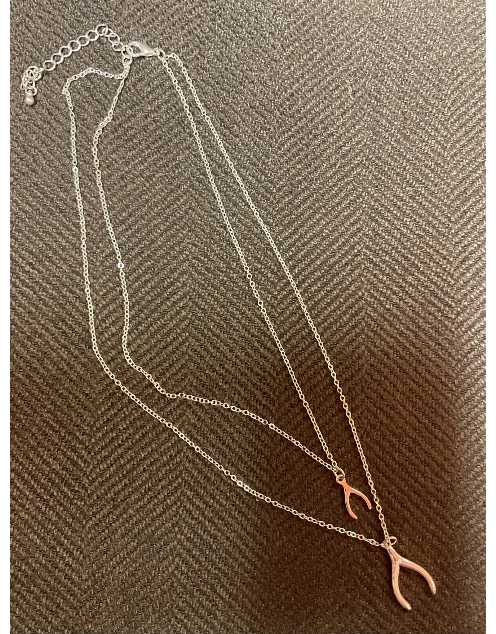 Double Wishbone Silver Necklace