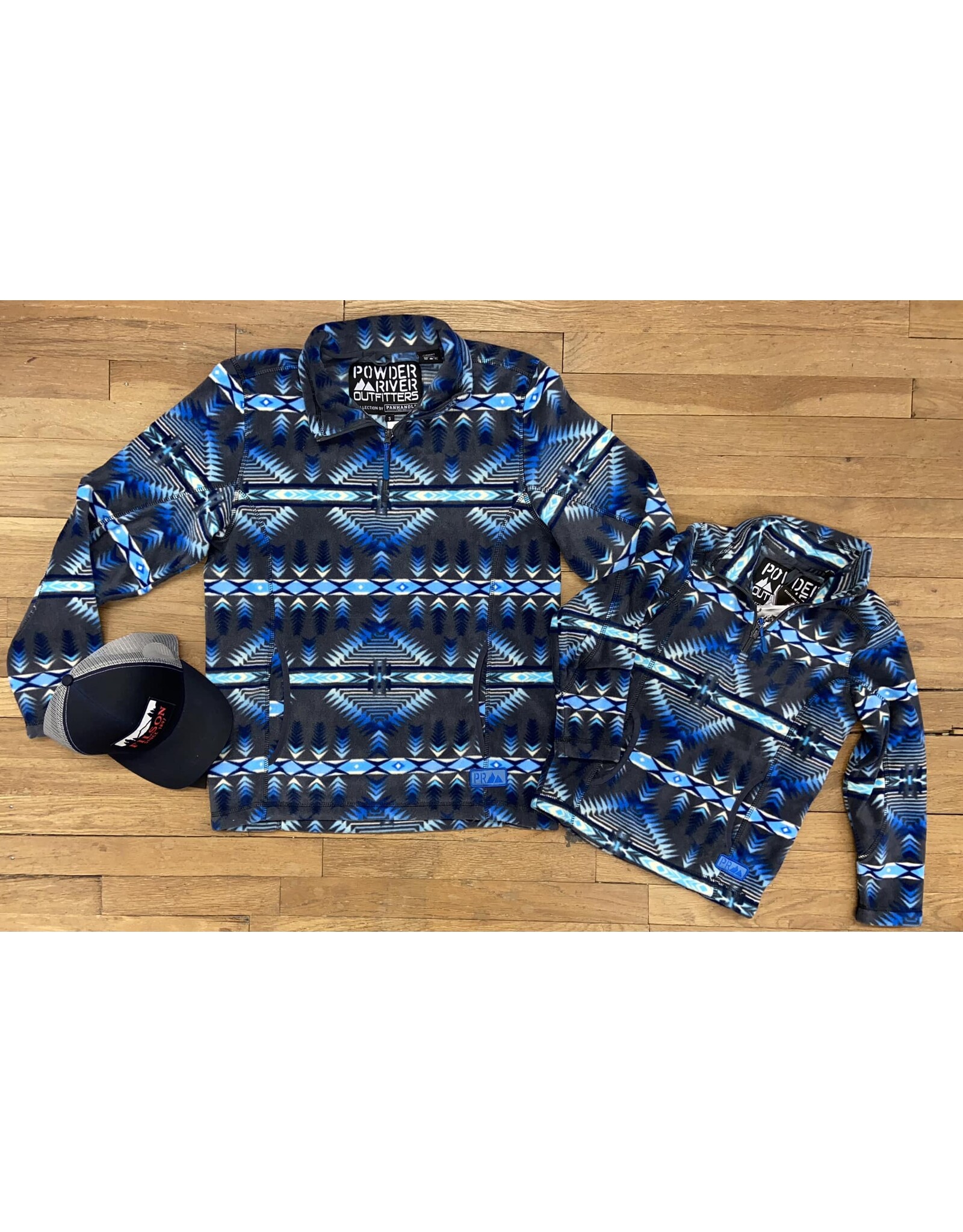 Mens Aztec Printed Fleece Pullover Charcoal