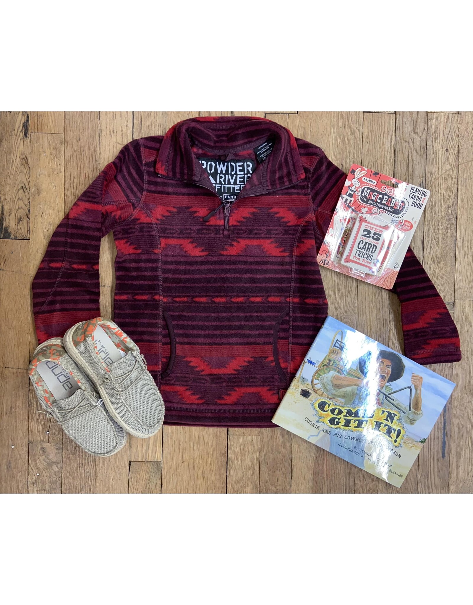 Powder River Youth  Aztec Printed Fleece Pullover Maroon