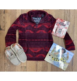 Powder River Outfitters Powder River Youth Aztec Printed Fleece Pullover Maroon