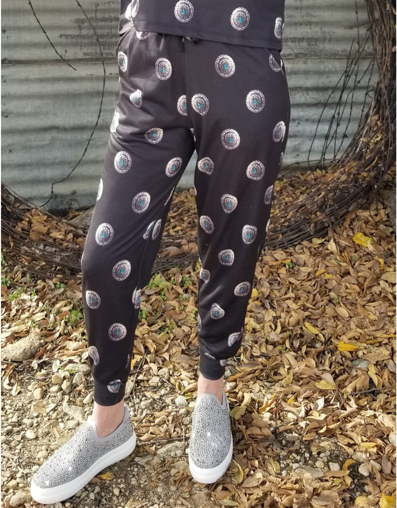 Rock & Roll Denim Concho Print Hoodie/Scrunchy