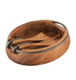 Nambe Nambe Anvil Salad Bowl with Servers