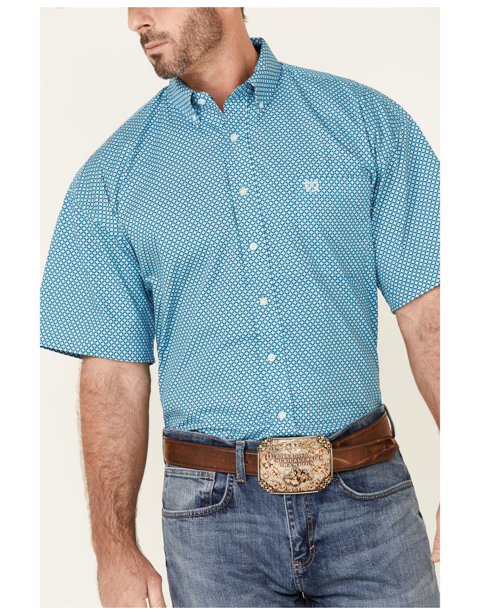 Men's Button Down Turquoise Shirt