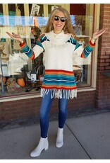 Panhandle Cowl Neck Fringed Sweater