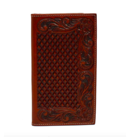 Ariat Ariat Rodeo Basket Weave Floral Embossed Tan Wallet