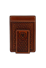 Ariat Basket Weaved Tan Money Clip Wallet