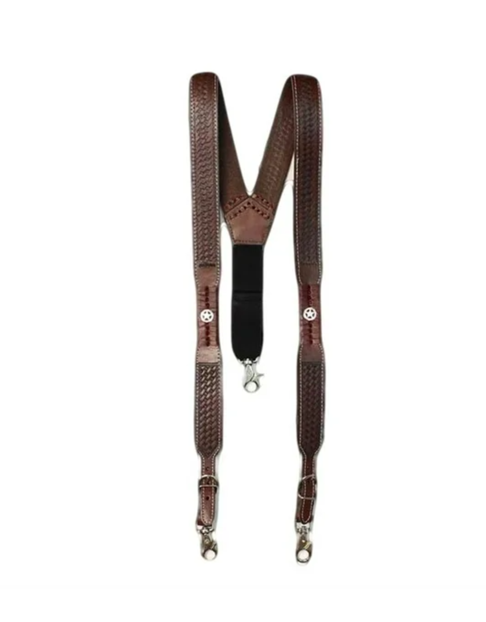 Gallus Sorrel Embossed Suspenders with Star Conchos